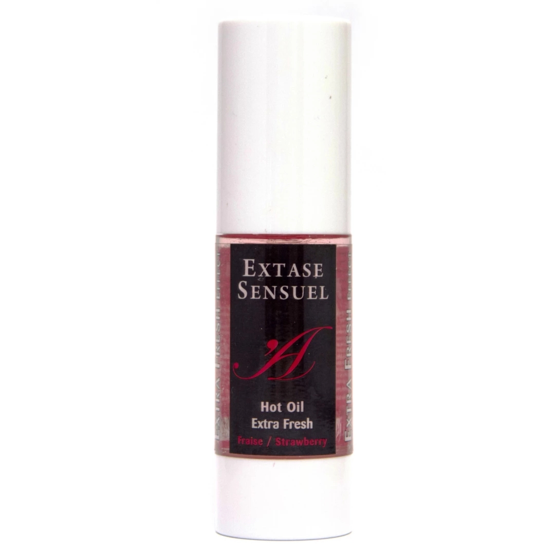 Extase Sensuel Hot Oil Extra Fresh Strawberry 30ml, rozgrzewający olejek truskawkowy, z aplikatorem