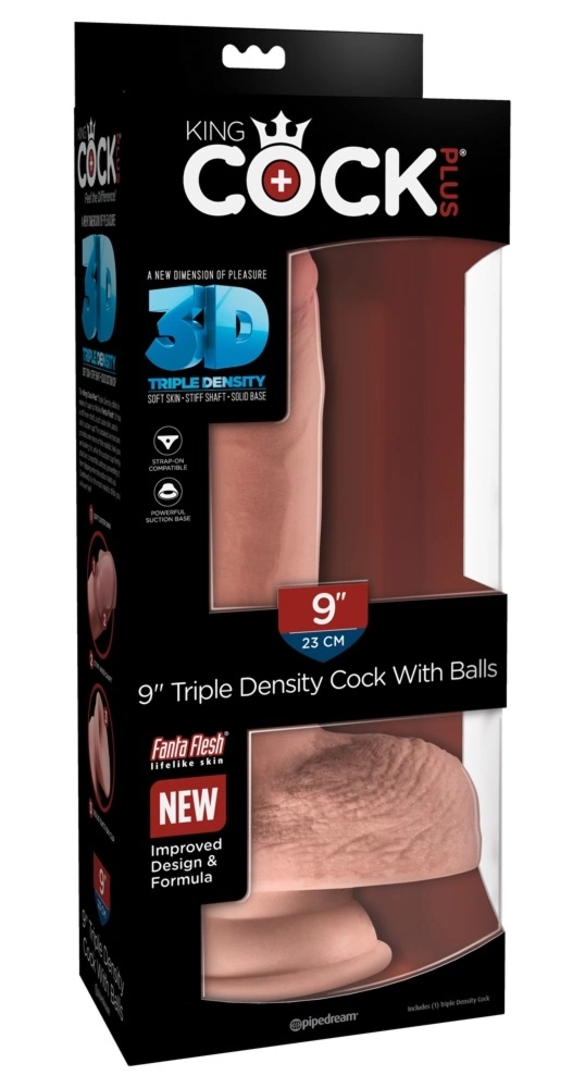 King Cock Plus model anatomiczny z przyssawką 23 cm jasny beż, TPE, kompatybilny z uprzężą