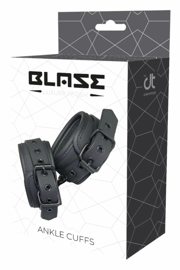 BLAZE Ankle Cuff Black – regulowane kajdanki na kostki, neopren, czarne, łańcuch 12 cm