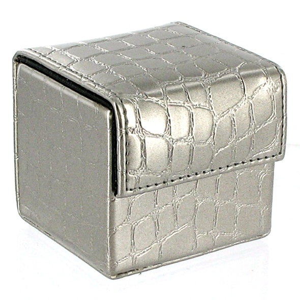 SexShop - Kondomierka pudełko na prezerwatywy - Devine Condom Cube czerń i krokodyl srebrny - online