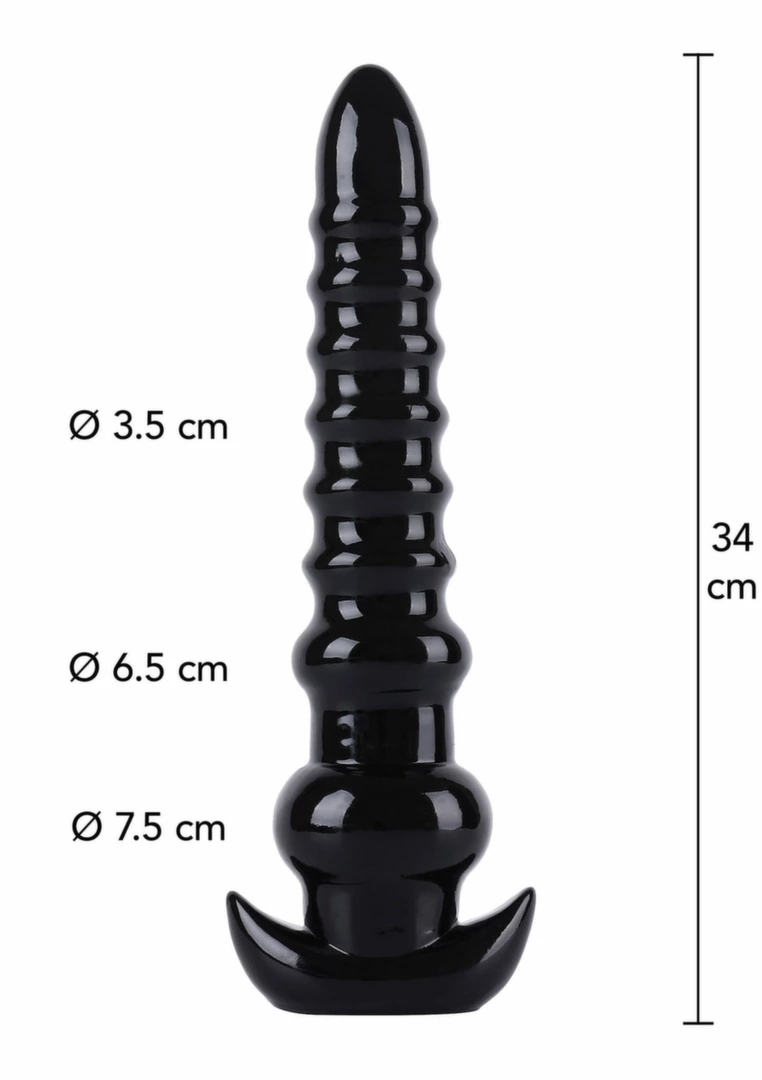 HIDDEN DESIRE Anal Drill 34 cm model XXL, gładka powierzchnia, szeroka podstawa, PVC