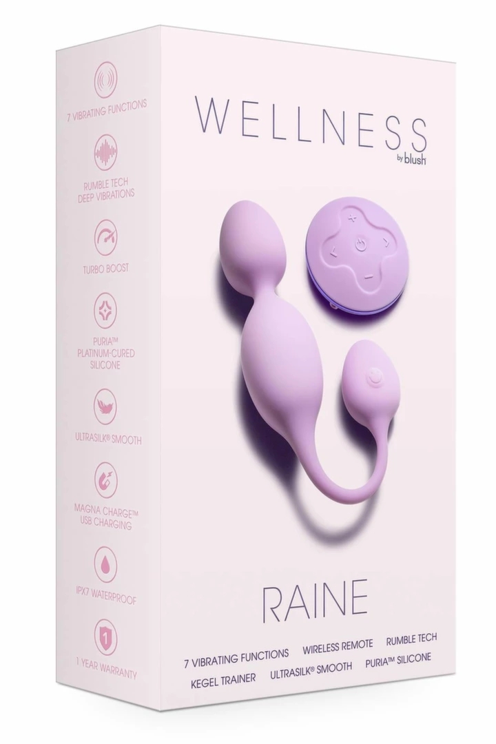 WELLNESS RAINE Vibrating Kegel Ball silikonowy trenażer mięśni z pilotem, UltraSilk, 7 trybów, IPX7