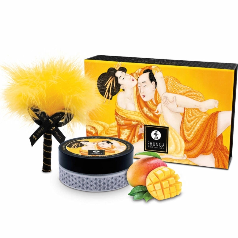 Shunga Zestaw Jadalnych Proszków do Masażu Mango 75g – do skóry wrażliwej, z pędzelkiem