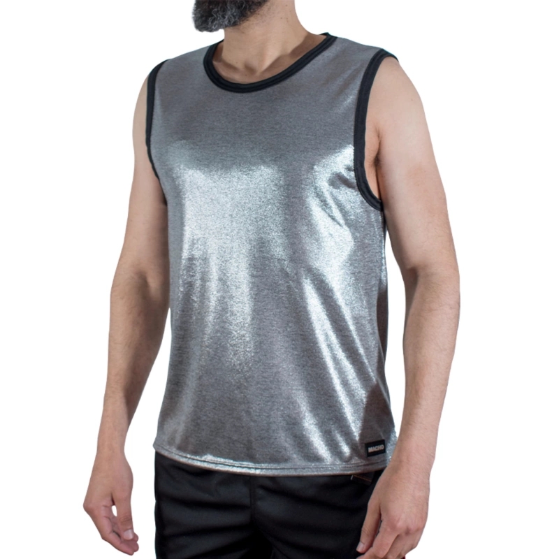 MACHO Koszulka sportowa L/XL czarna z drobnym brokatem lekka i elastyczna