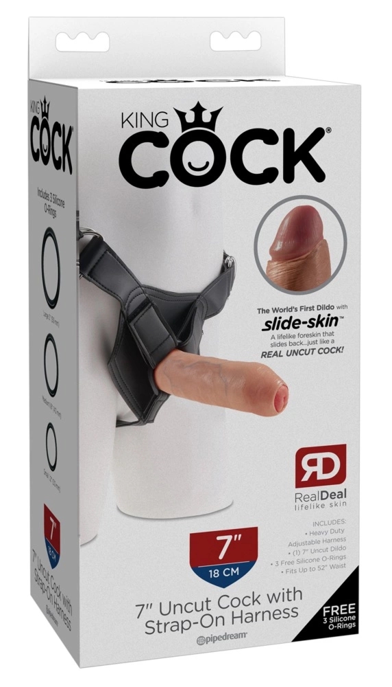 King Cock 18 cm Jasny System Strap-On z realistyczną powierzchnią skóry i ruchomym elementem