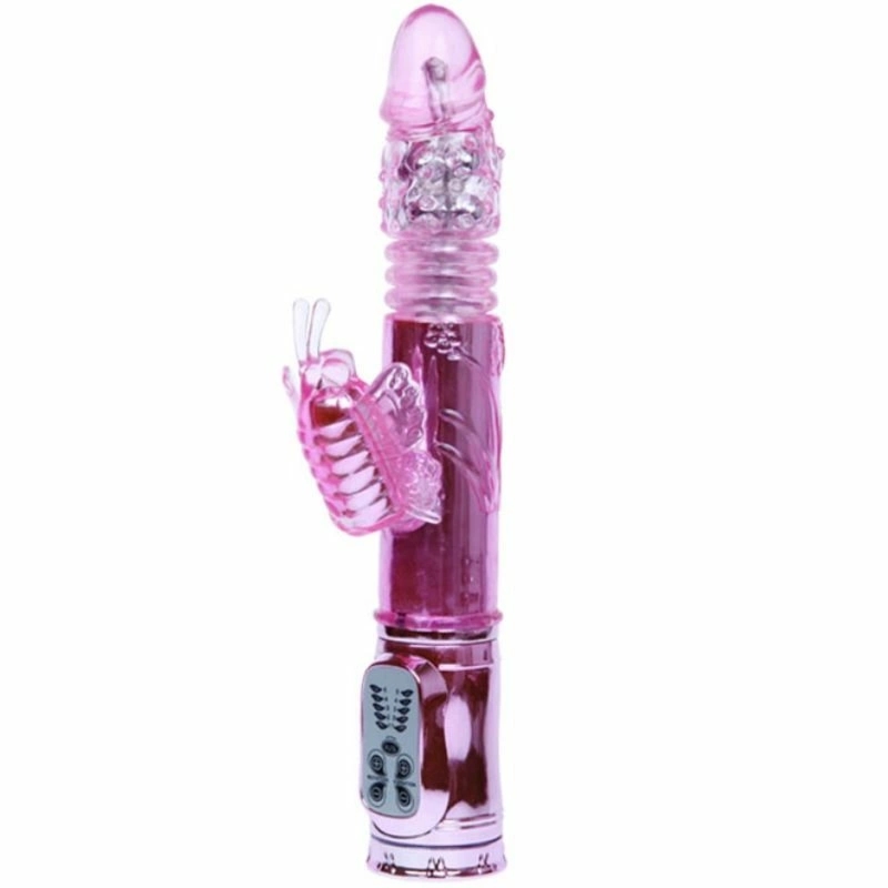 Baile Rabbit Throbbing Butterfly – wibrator obrotowy, pulsacja, 5 trybów, USB, silikon/TPE