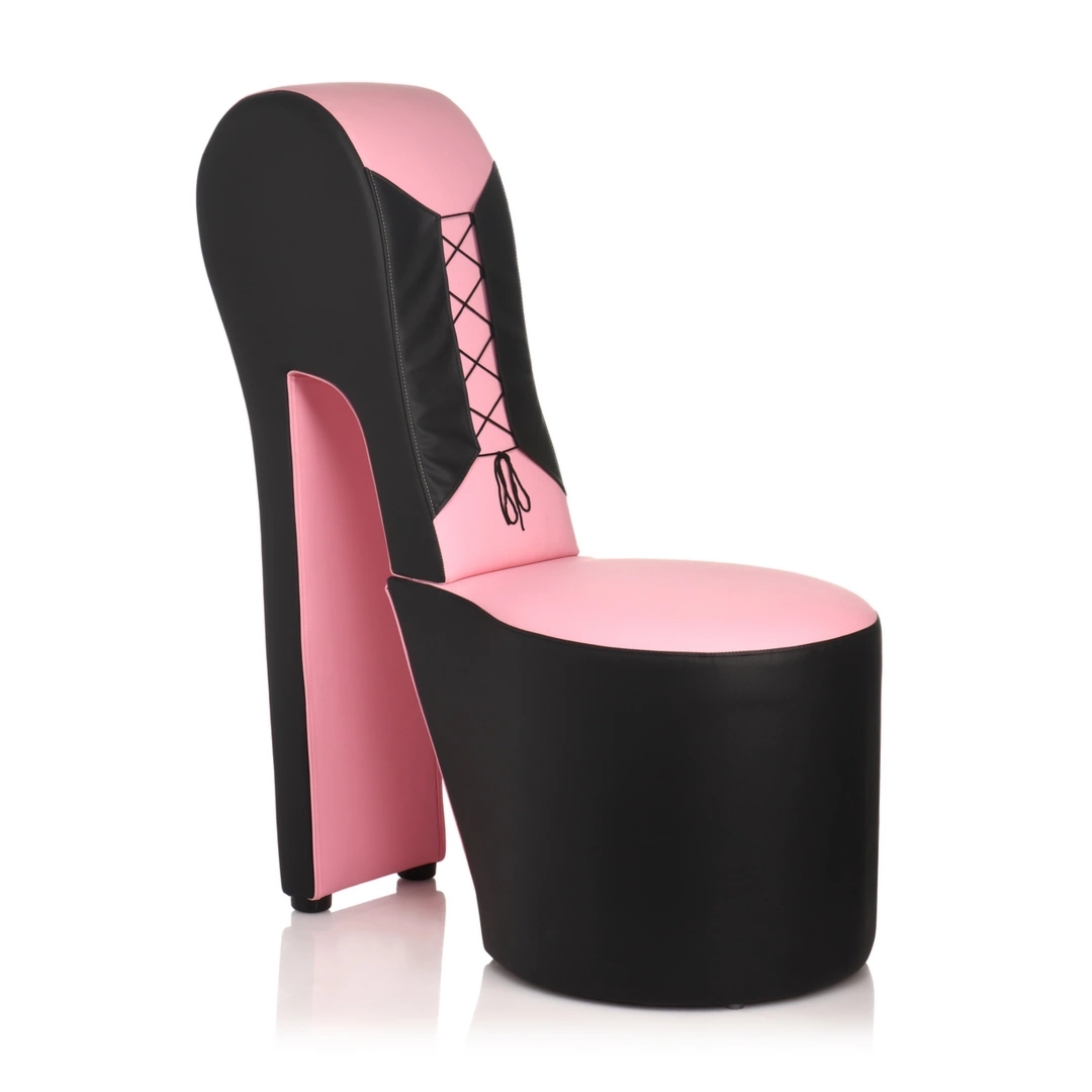XR Brands Silla Stiletto różowa – designerski fotel z eko-skóry, styl retro, pianka PU