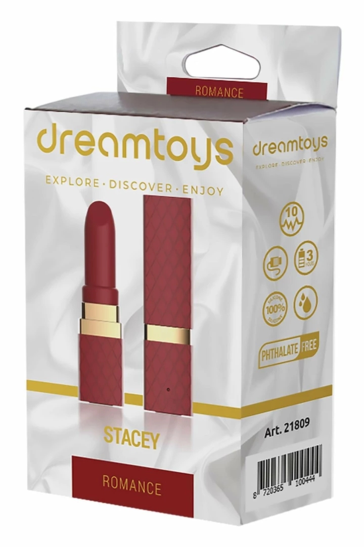 Dream Toys ROMANCE STACEY wibrator szminka, bordowy, 7 trybów, wodoodporny