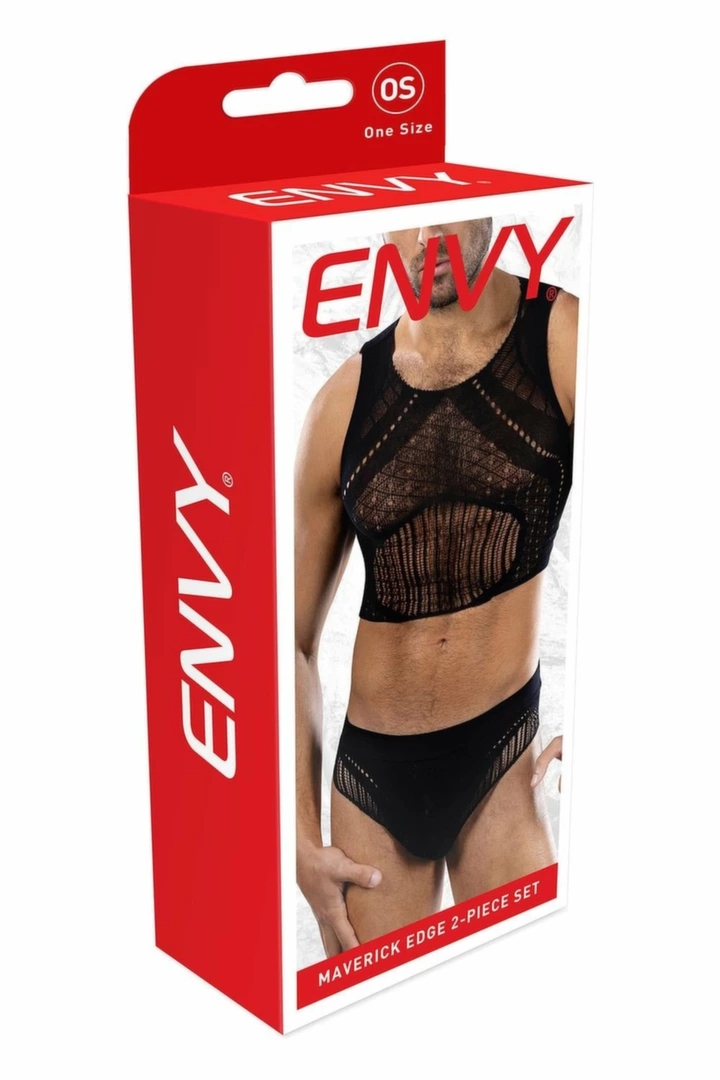 ENVY Maverick Edge 2 Piece Set Black OS – geometryczna koronka, dwuczęściowy zestaw męski, czarny