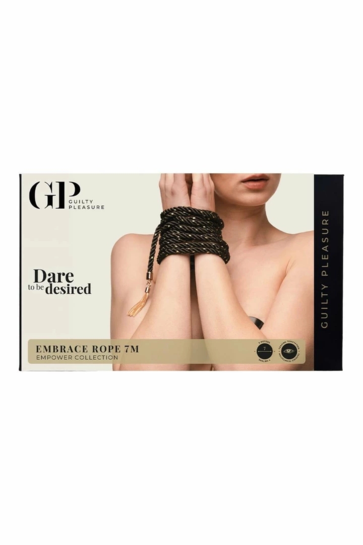 Guilty Pleasure Embrace Rope 7M bawełniana lina z ozdobnym złotym splotem, 7 metrów