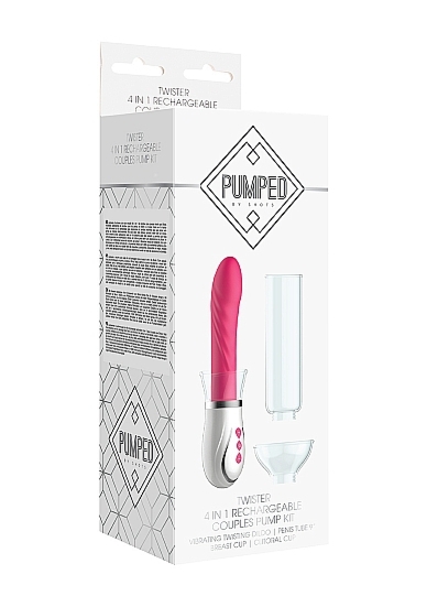 ZESTAW DLA PAR dildo,pompka-penis,łechtaczka,sutki - Twister - 4 in 1 Rechargeable Couples Pump Kit - Pink