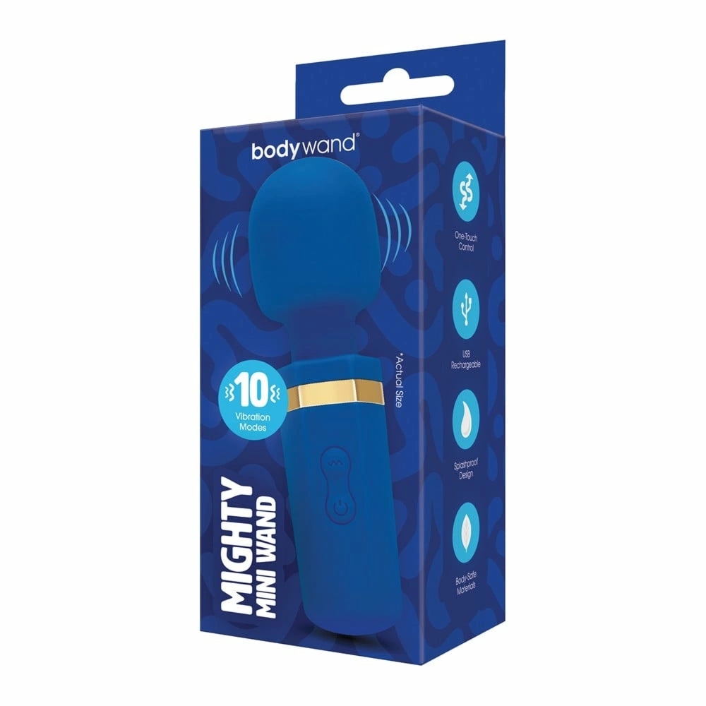Bodywand Miniwand Mighty Mini Wand – kompaktowy masażer wibracyjny ABS/silikon, biały/niebieski