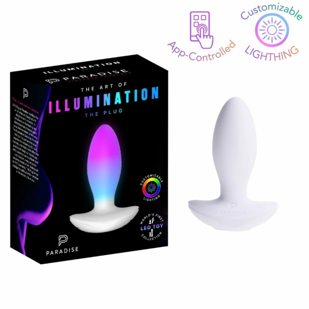 Paradise Pleasure Products Illumination The Plug White RGB LED, IPX7, silikon medyczny, aplikacja