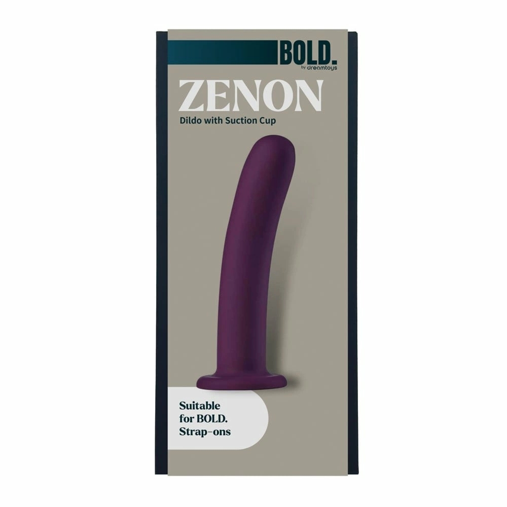 BOLD ZENON silikonowy model z przyssawką 18,5 cm, ciemnofioletowy, IPX7, kompatybilny z uprzężą