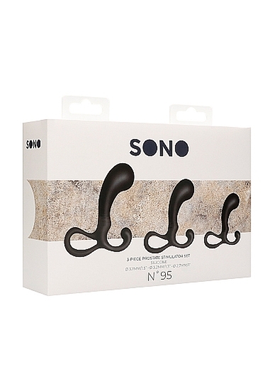 STYMULATOR PROSTATY zestaw 3 sztuki - 3 - Piece Prostate Stimulator Set - Black