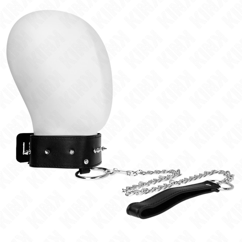 KINK Naszyjnik z smyczą 65 cm, regulowany z srebrnymi ćwiekami, Model 2