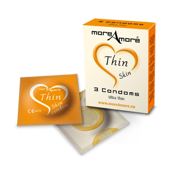 SexShop - Cieniutkie prezerwatywy Condom Thin Skin 3 sztuki  - online