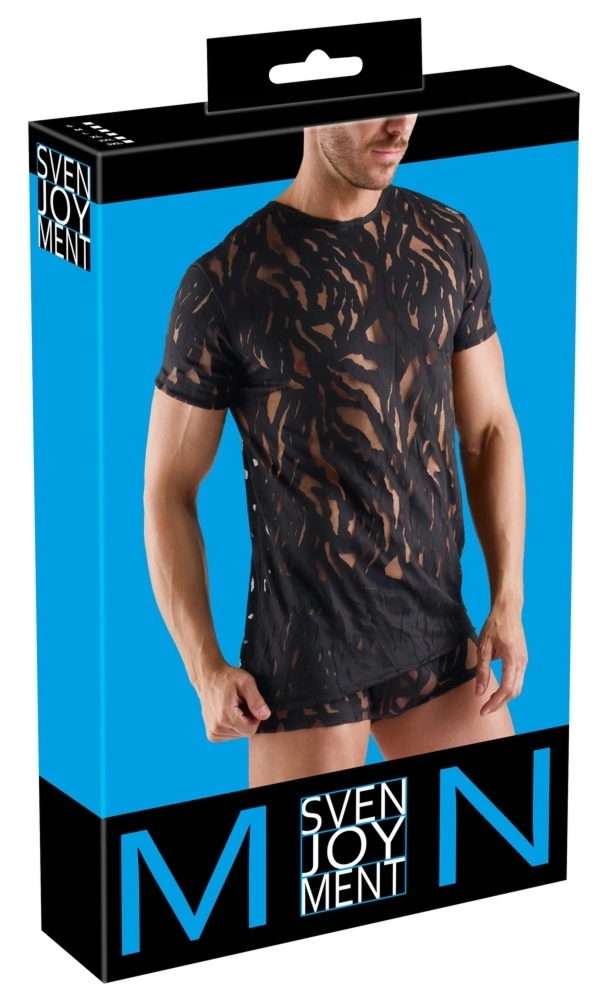 Svenjoyment Shirt M czarna koszulka burnout, półprzezroczysta, elastyczna