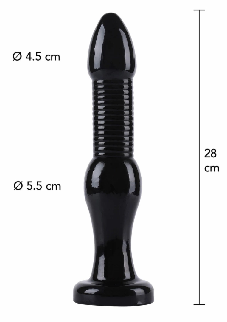 HIDDEN DESIRE Extreme Anal Intruder 28 cm czarny model XXL, szeroka podstawa, PVC