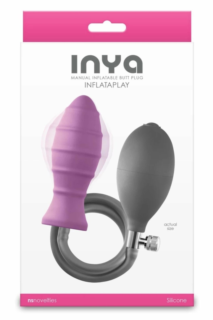 INYA InflataPlay Pink – nadmuchiwany korek z silikonową powierzchnią i szybkozłączką, 10,5 cm