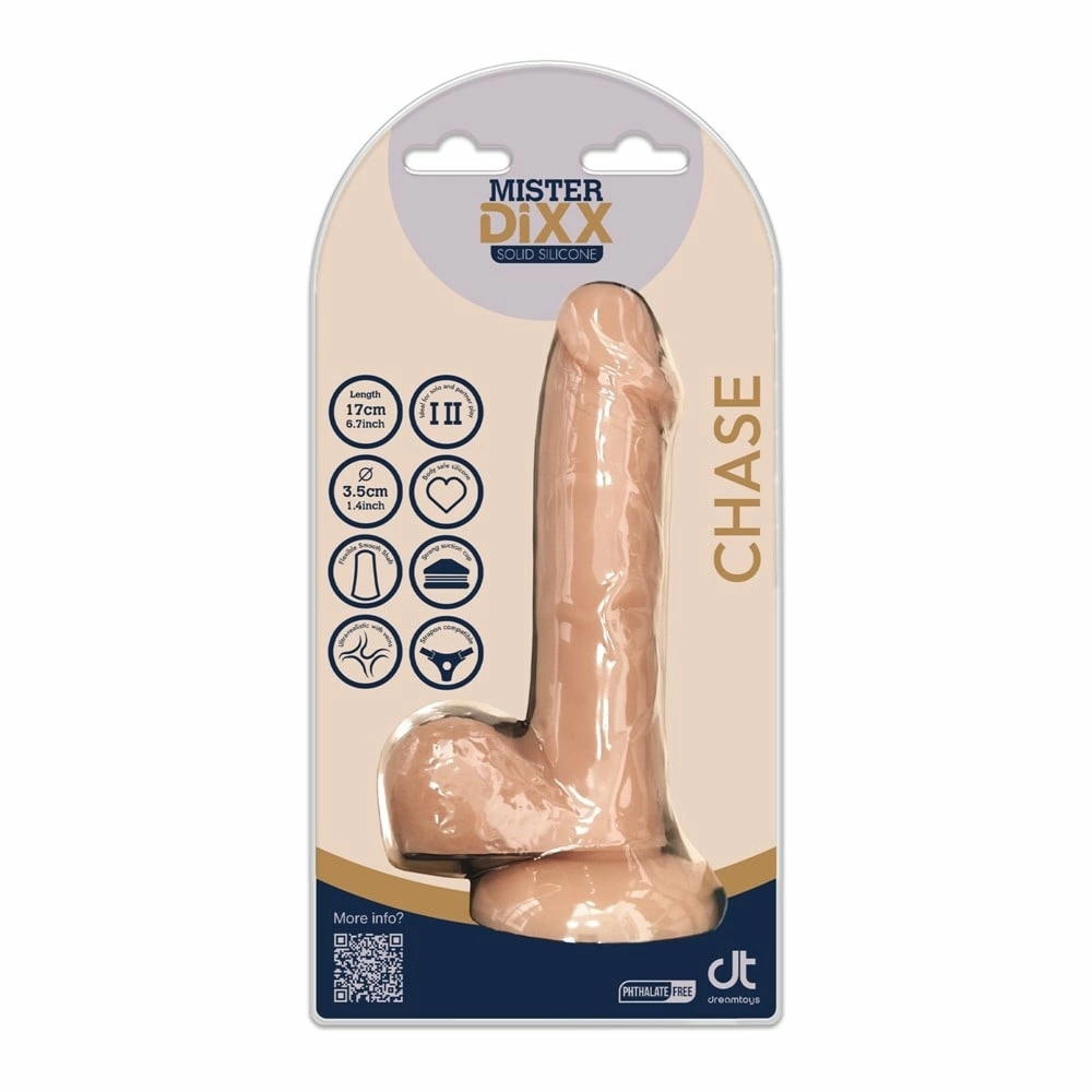 MISTER DIXX Chase 6,7" silikonowy model anatomiczny z przyssawką i elastycznym trzonem