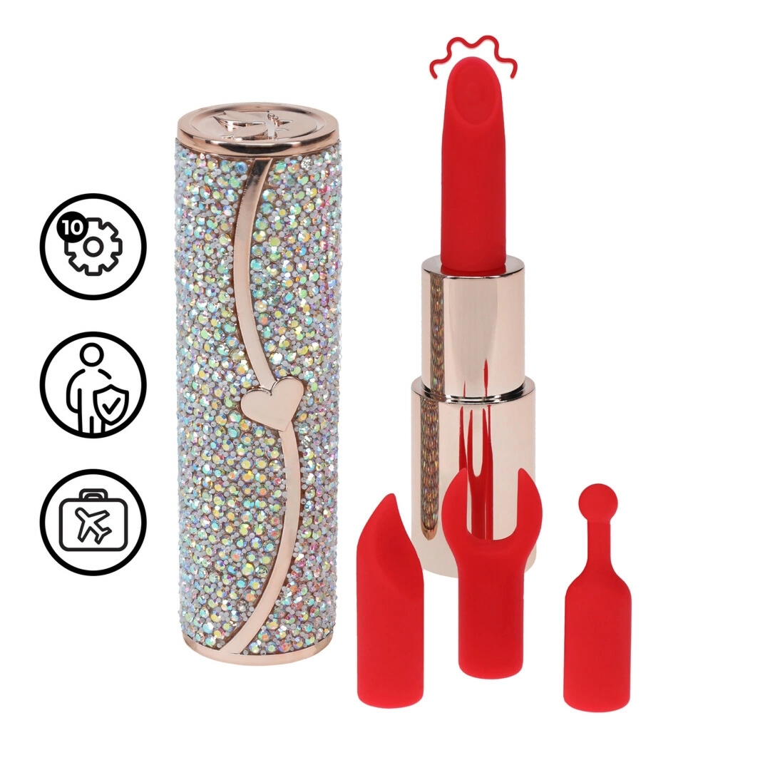 Loveline Sparkle Lipstick Vibrator Iridescent – stylowy model z 4 nakładkami, opalizujący