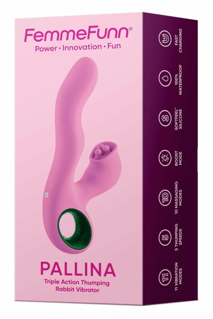 FemmeFunn Pallina Pink – silikonowy masażer, rotacja, 11 trybów wibracji, Boost