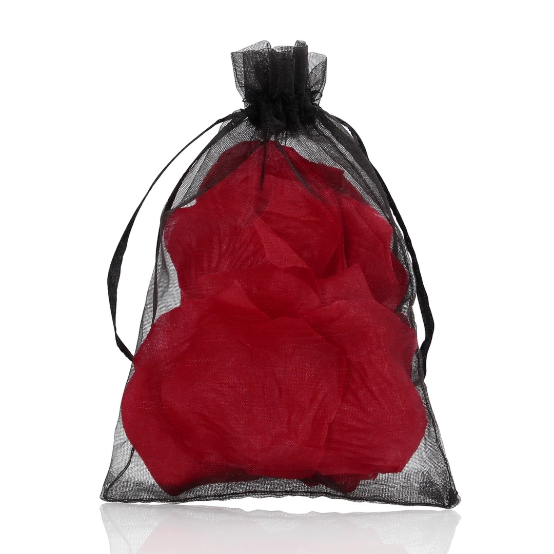 LoversPremium Płatki Roż w Organza Bag – Bordowe Dekoracyjne, 100 Sztuk, Wielokrotnego Użytku