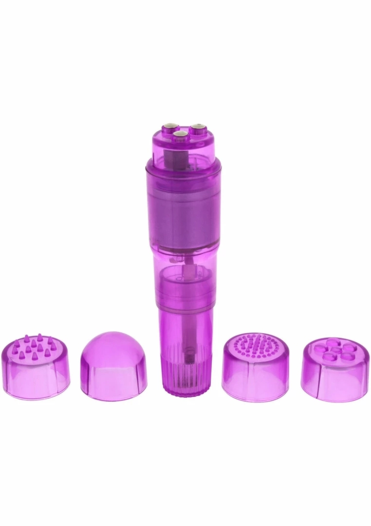 ToyJoy Pocket Rocket kompaktowy masażer osobisty z 4 wymiennymi nakładkami ABS biały