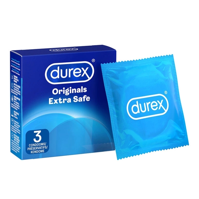 Durex Originals Extra Safe prezerwatywy 3 szt. – lateksowe, szerokość 56mm, dodatkowe nawilżenie