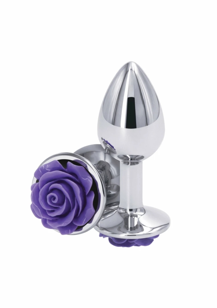 NS Novelties Rose Buttplug Small aluminiowy z dekoracją róży srebrny rozmiar S