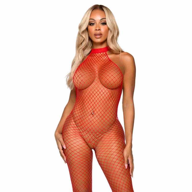 Leg Avenue Le Frivole Bodystocking Racer Neck czerwony, kabaretka, uniwersalny rozmiar
