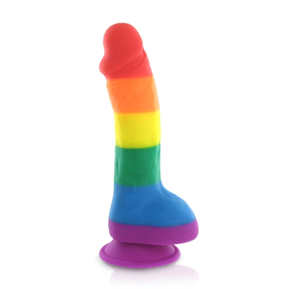 SexShop - Tęczowe dildo z jądrami LGBT - Pride Dildo Silicone Rainbow Dildo with Balls
