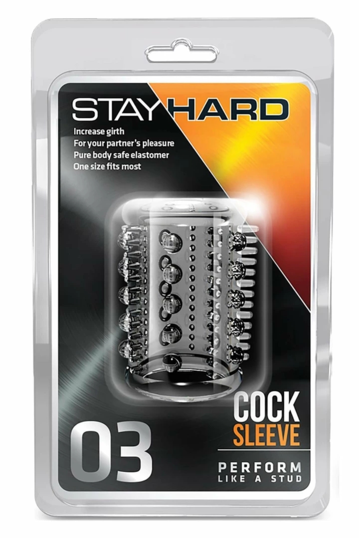 Stay Hard Sleeve 03 Clear – transparentny rękaw intymny z wypustkami, elastyczny TPE