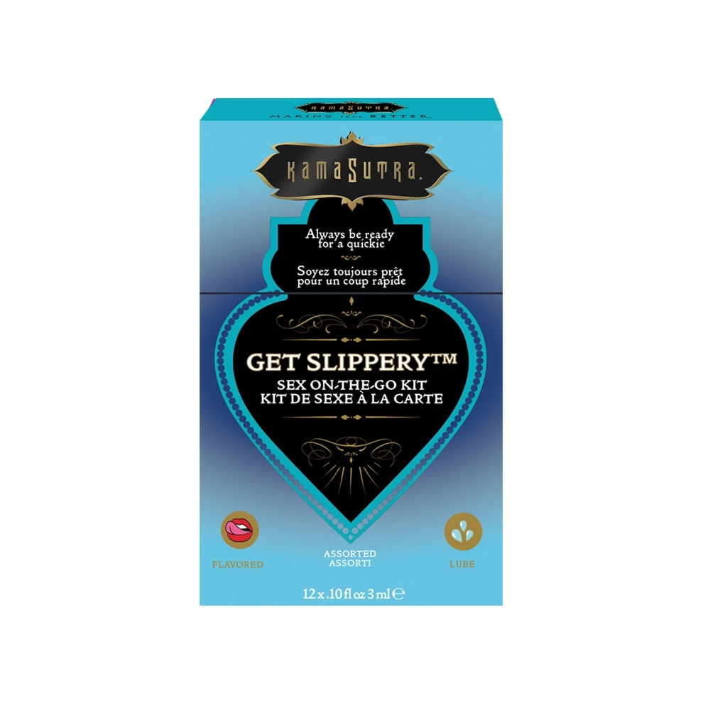 Kama Sutra Sex To Go Get Slippery – kompaktowy zestaw nawilżający w saszetkach, 12 sztuk
