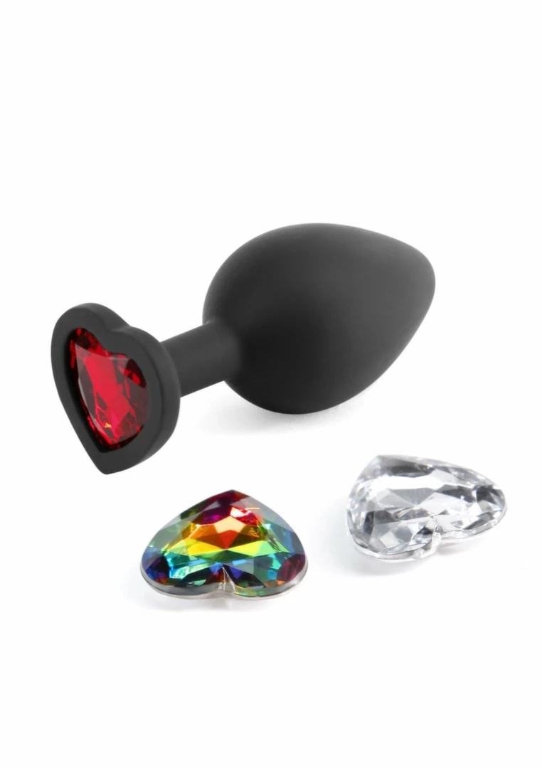 Glams Xchange Heart Medium NS Novelties – silikonowy korek z wymiennymi kryształami serce, 3 kolory