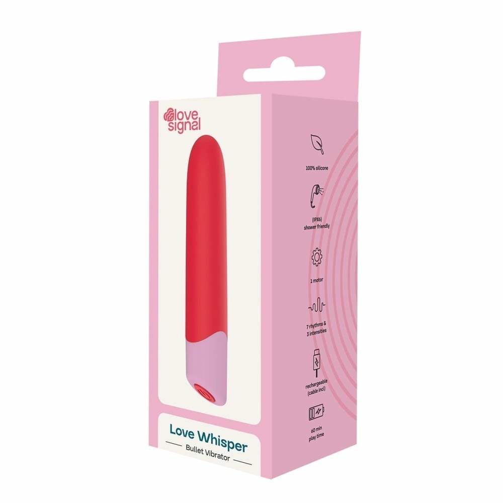 LOVE SIGNAL LOVE WHISPER mini wibrator punktowy USB, fioletowy, silikonowy, IPX6