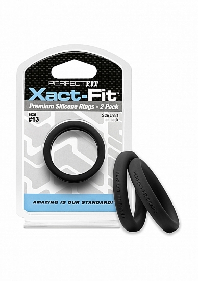 Zestaw Pierścieni na penisa Xact-Fit Cockring 2-pak w rozmiarze # 13 - czarny CR-76B - #13 Xact-Fit Cockring 2-Pack - Black