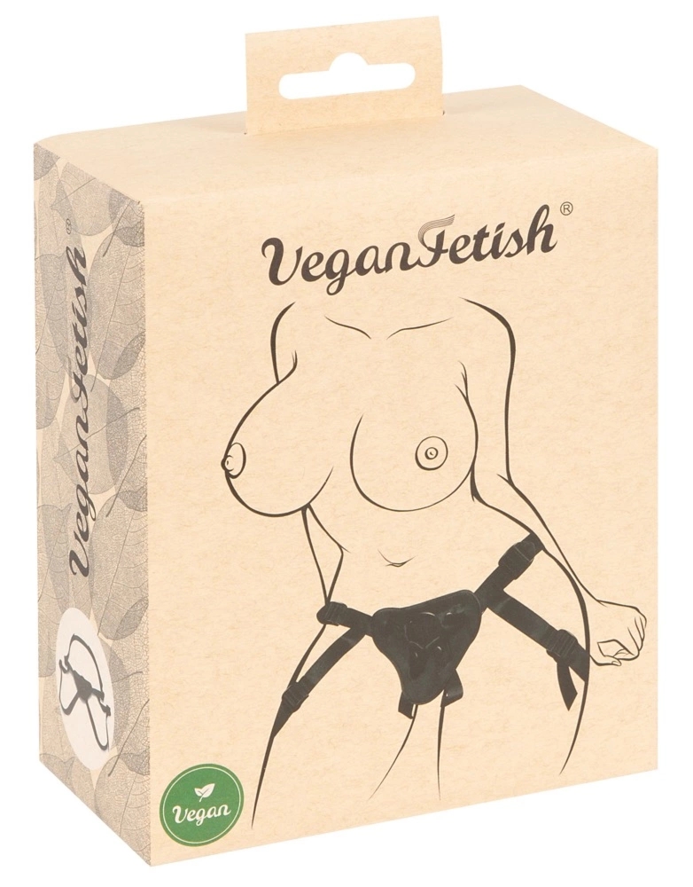 Vegan Fetish Uprząż Skórzana S-L regulowana, 3 wymienne pierścienie, wegańska, pluszowa wyściółka
