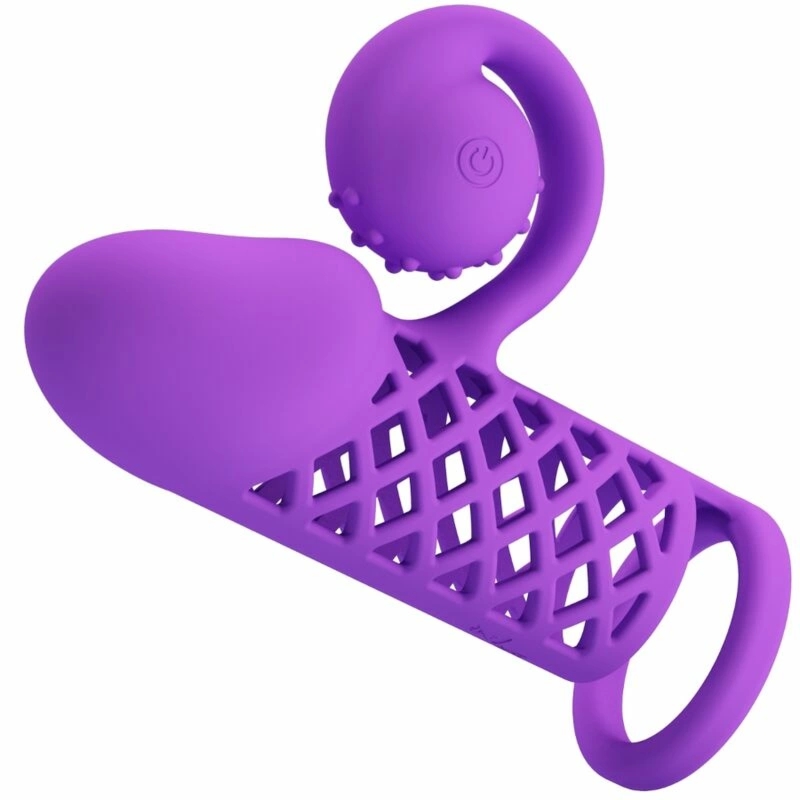 Romance Harden fioletowy rękaw silikonowy z funkcją wibracji, spiralna tekstura, 10 trybów