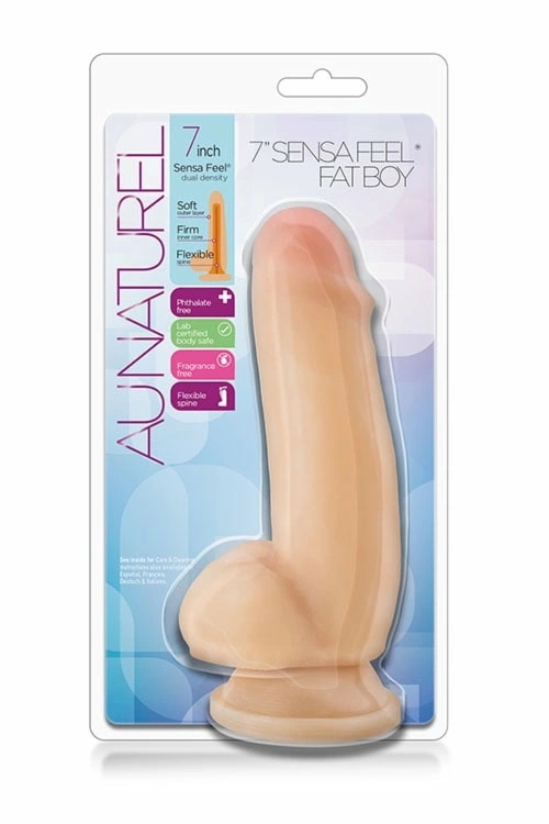 AU NATUREL Fat Boy 7" Sensa Feel – elastyczny model TPE, Flexi Shaft, przyssawka