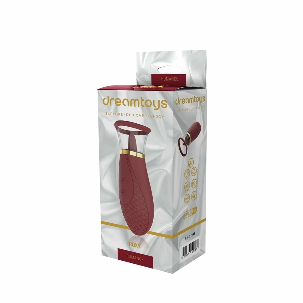 Dream Toys ROMANCE ROXY – dwufunkcyjny model ssąco-rotacyjny, burgundowy, 17 cm
