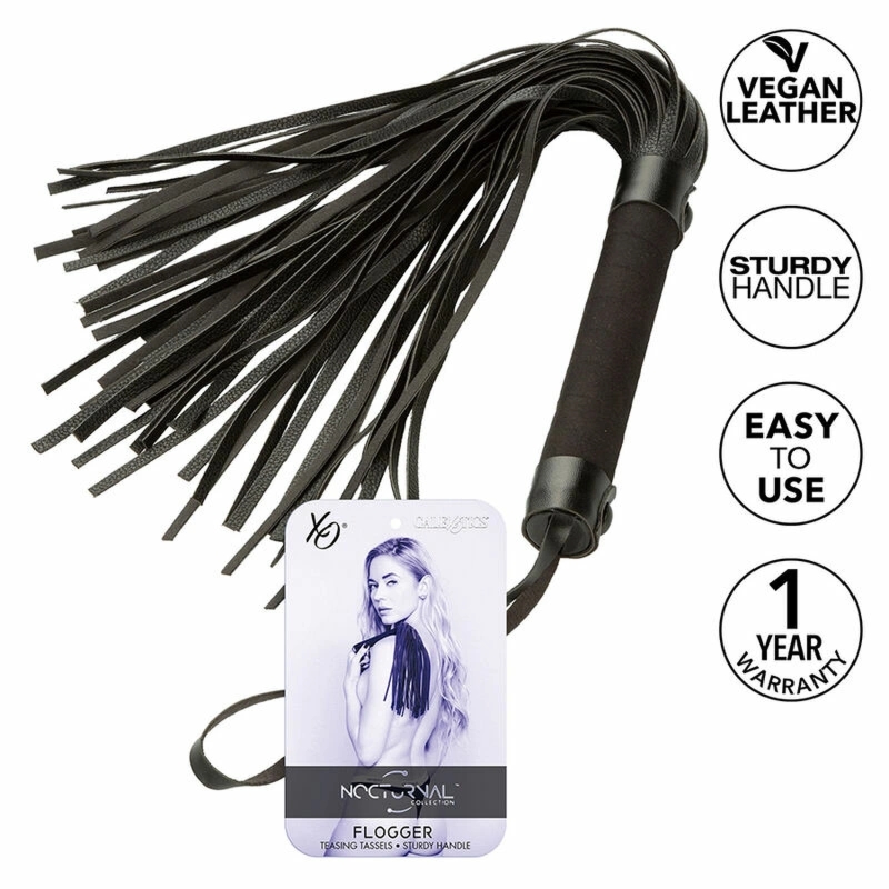 CalExotics Nocturnal Flogger czarny – model z miękkimi frędzlami, skóra syntetyczna