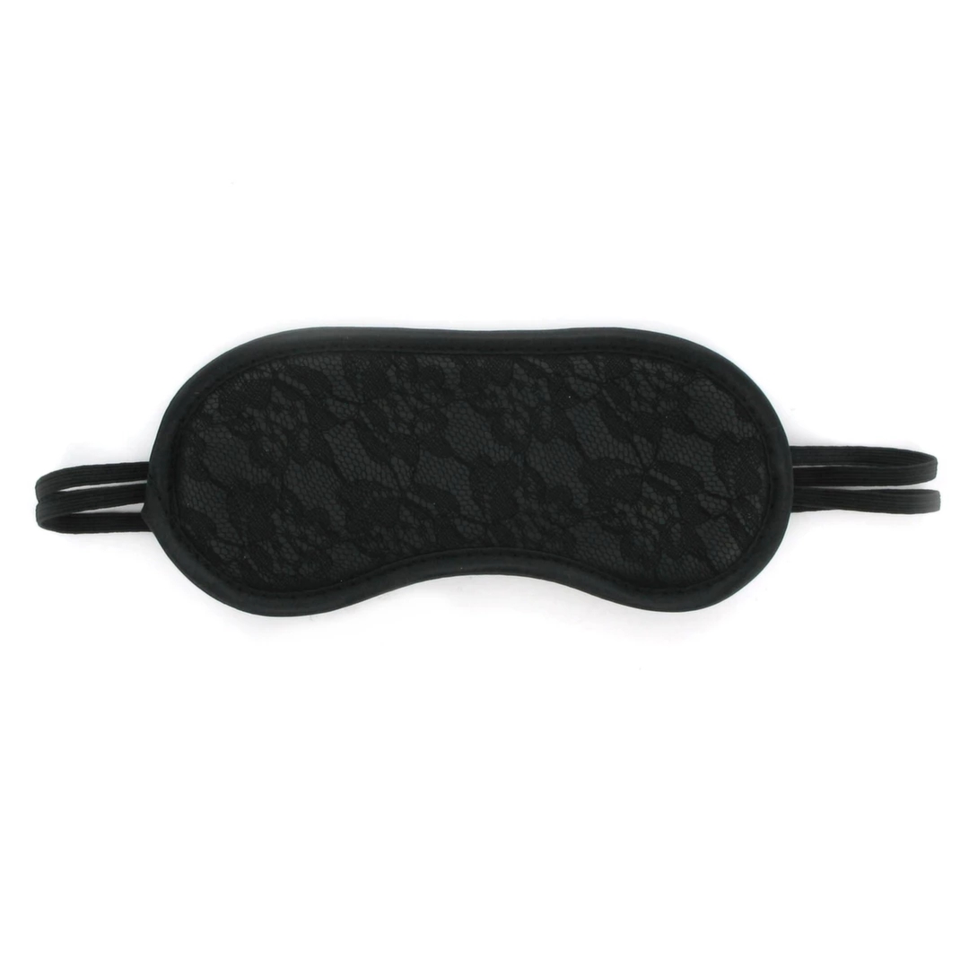 Sportsheets Sincerely Lace Blindfold – czarna maska na oczy, koronkowe wykończenie, elastyczna
