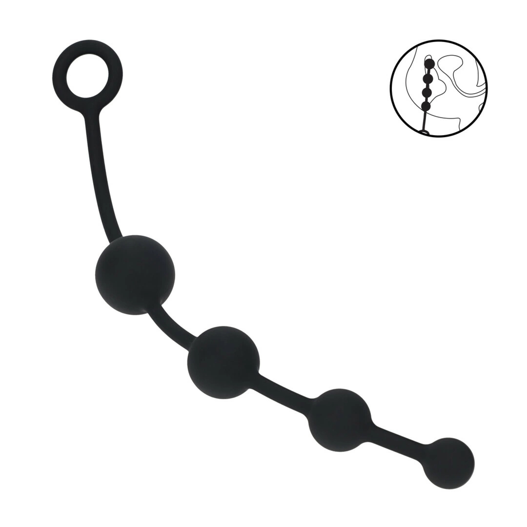 LEVELZ Kulki anatomiczne silikonowe zakrzywione czarne 20cm – stopniowany profil