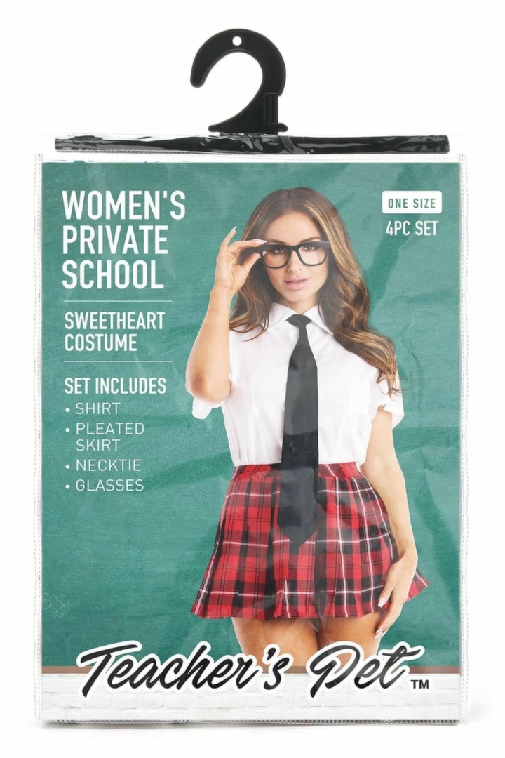Teacher's Pet Women's 4-częściowy zestaw szkolny Sweetheart uniwersalny, z koszulą i spódnicą