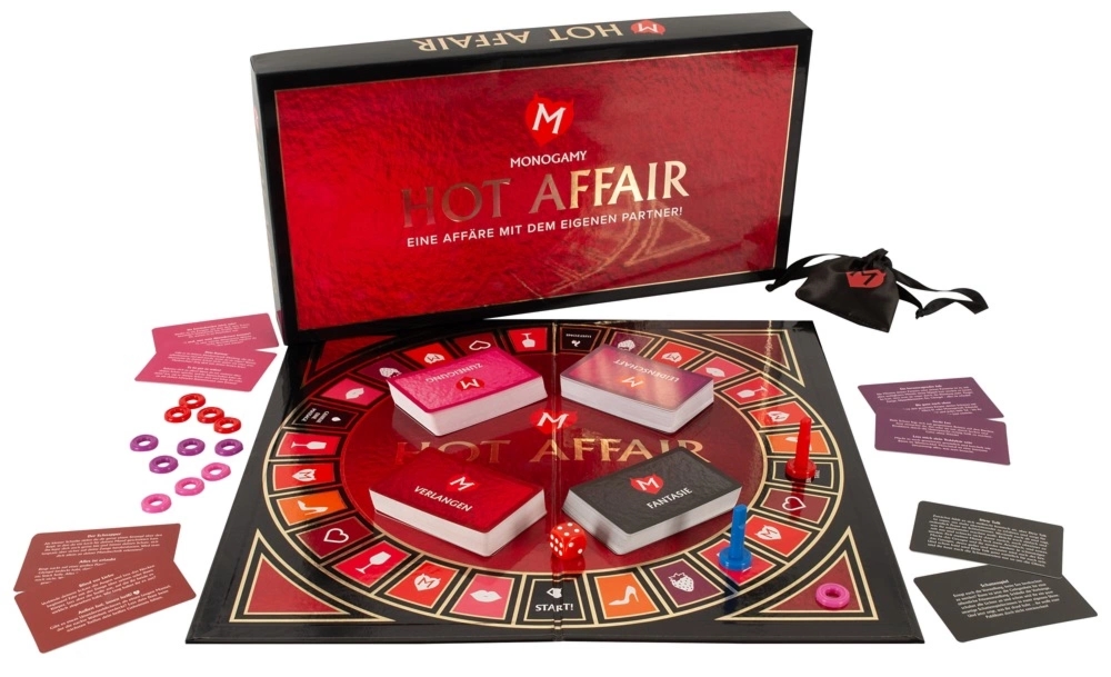 Monogamy Hot Affair gra planszowa dla par – niemiecka edycja, 3 poziomy, 4 talie kart