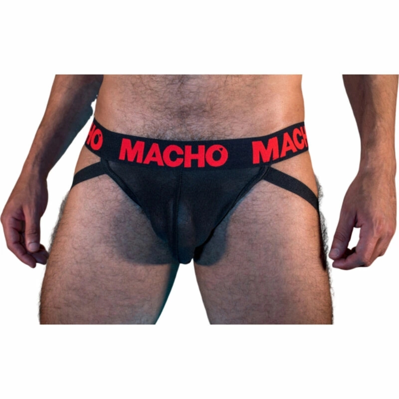 Macho MX26X2 Jockstrap czarno-czerwony XL – elastyczny, półprzezroczysty, anatomiczny pas