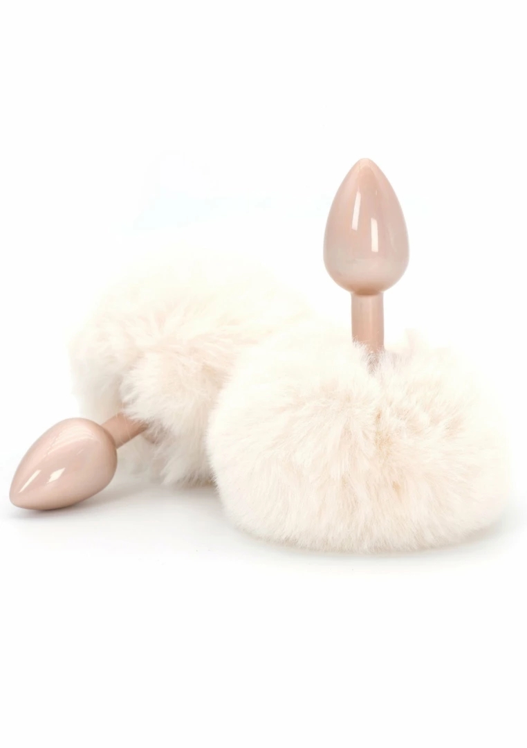 ToyJoy HAPPINESS Enchanting Bunnytail aluminiowy model z puszystym ogonkiem, srebrny, lekki