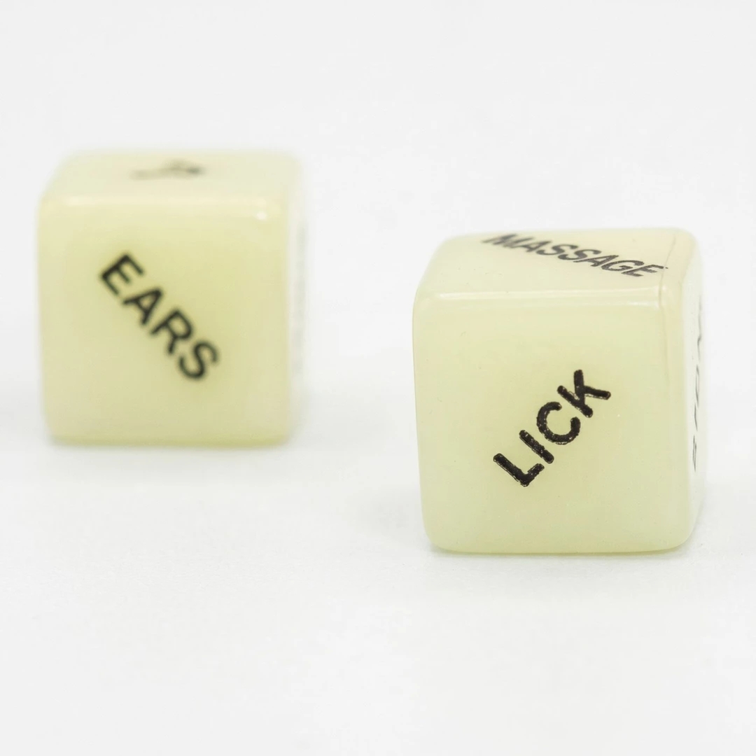 Shots Toys Glowing Dice zestaw świecących kostek do gry dla par, 2 sztuki, zadania